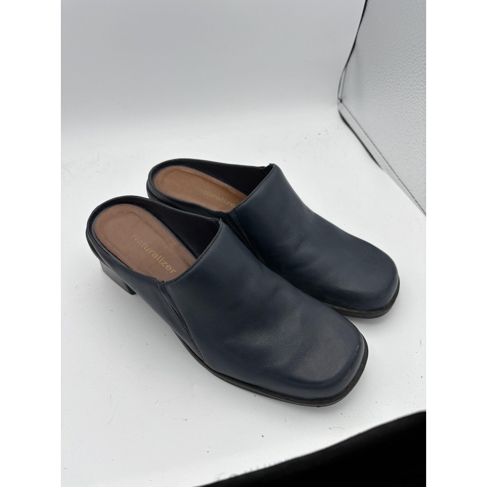Naturalizer Shoes Womens Size 8 Blue Leather Mule Clogs Slip On Comfort Casual